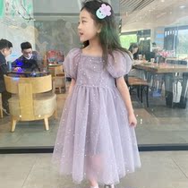 Girl dress summer dress 2021 new children Super fairy princess dress long dress baby Foreign skirt puffy dress