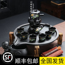 Household kung fu purple sand tea set ceramic bubble teapot water storage small tea table tea tray tea tray solid wood tea tray
