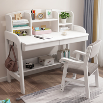 Solid Wood Childrens desk learning table bookshelf one girl writing table students can lift desks and chairs set home