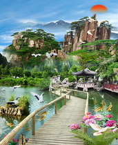New Douyin anchor live broadcast room landscape bamboo forest outdoor landscape three-dimensional decorative wall background cloth 3d fast hand background wall