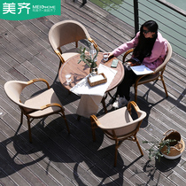Outdoor table and table Courtyard Rattan chair Three sets Balcony Garden Open-air Outdoor Leisure Chair Tea Table Rattan table and chairs Composition