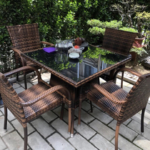 Rattan chair outdoor table and chairs with umbrella combined white small family style casual table and chairs outdoor balcony garden patio table and chairs