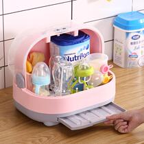 Baby bottle storage box box portable drain drying rack baby tableware with lid dustproof storage box