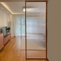 Japanese-style screen wooden frame Changhong glass partition office homestay Nordic style minimalist log living room entrance screen