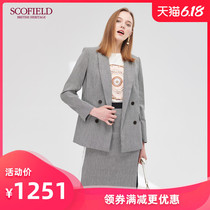 Scofield women's thousand bird pattern double breasted decorative suit coat sfjk92502q
