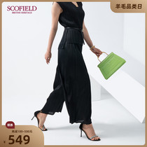 SCOFIELD women's 2020 autumn new simple waist elegant accordion pleated wide-leg pants SFTCA3706Q