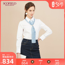 SCOFIELD women's spring and summer detachable printed scarf long sleeve slim shirt SFBA94908Q