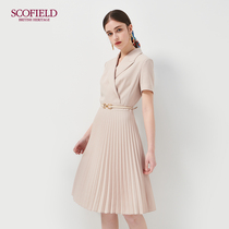 Scofield women's new summer 2020 suit collar pleated slim belt dress sfowa2401q