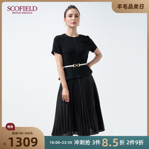 Scofield women's fall 2020 new fake two piece pleated Tulle slim dress sfowa3704q