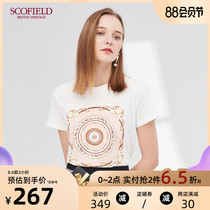 SCOFIELD women's new style comfortable cotton material chain printing short-sleeved T-shirt SFLA92601Q