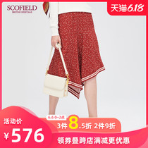 Scofield women's fashion polka dot print irregular hem side zip waist skirt sfwh93707q