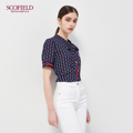 SCOFIELD Women's Summer 2020 New Chain Chain Print Lace Short Sleeve Shirt Female SFBAA3703Q