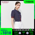 SCOFIELD Women's Summer 2020 New Chain Chain Print Lace Short Sleeve Shirt Female SFBAA3703Q