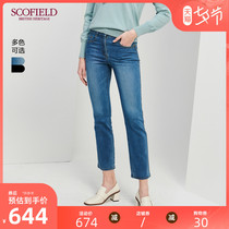SCOFIELD Women's Spring Waist Slim Denim Straight Pants SFTC94T09Q