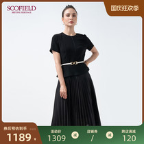 Scofield women's fall 2020 new fake two piece pleated Tulle slim dress sfowa3704q