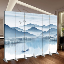 New Chinese screen partition wall living room foldable mobile simple modern bedroom shelter home office fabric