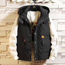 Autumn and winter vest mens ulzzang Tide brand coat Hong Kong wind loose down cotton vest size middle school students waistcoat