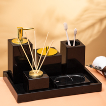 Marble bathroom set hotel supplies black toilet four or five piece set Nordic light luxury bathroom wash kit