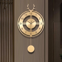 New Chinese style Chinese wind clock muted table living room pure copper hanging bell high-end villa Xuanguan decorated round deer head bell