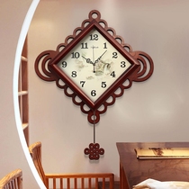 China knot Chinese wind clock hanging bell sitting room retro Chinese style clock mute pendulum clock home decoration large decoration table