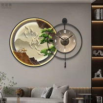 Nine Fish Draw Watch Watch Clock Living Room Hangyushu Pine Restaurant Decorated with Clock Lights Drawing Superior Tea Room Murals