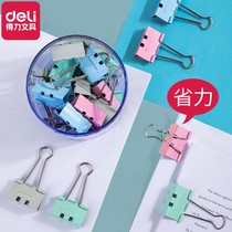 Deli color labor-saving long tail clip large powerful dovetail clip metal hollow phoenix tail clip office file ticket clip photo poster fixed iron clip small mini clip Black