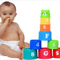 Baby children stack music set cup 6 months eight treasure 3 Puzzle 4 Early education toys 0-1 years old Rainbow circle 9 ferrule 2