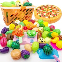 (With watermelon) childrens cutting fruit toys little boys and girls playing house simulation vegetables and fruit baby chesele