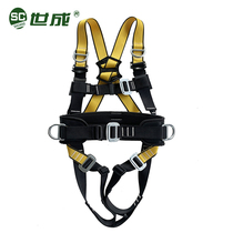 Shicheng five-point aerial work national standard seat belt anti-fall full-body outdoor polyester safety rope set