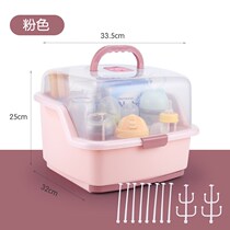 Baby put bottle storage box drain with cover dustproof baby supplies supplementary tableware box large drying storage