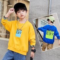 Boy's sweater spring and autumn 2020 new trendy clothes foreign style children's autumn clothes Korean version of the big children's fake two-piece children's clothes top
