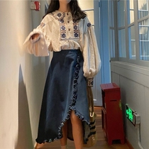 Early Spring New Port Wind Retro Gentle Ensemble Young Girl Wearing Lap Design Sensation Niche Shirt With Half Body Dress Two Suits