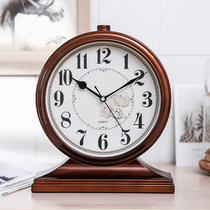 Living room home large clock simple fashion desktop clock European style pastoral retro clock silent bedroom pendulum clock