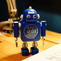 Children cartoon student alarm clock boy robot cute noise table 21 new smart creative cute bedside clock