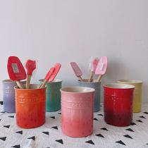 French le same high temperature porcelain gradient color kitchen tool barrel storage jar spatula seat can be used as a vase storage tube