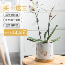 Phalaenopsis flower pot special high-grade control pot small flower pot ceramic white Nordic light luxury Net red orchid flower pot