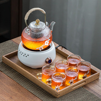 Heat-resistant glass teapot tea set household electric pottery stove plug-in tea cooker walnut tea tray light luxury modern