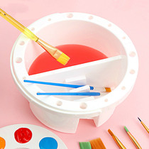  Childrens large multi-function pigment pen washing bucket with color palette small bucket watercolor gouache painting pen washing and rinsing pen holder