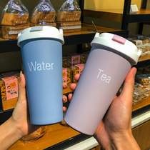 High-value water cup with straws female thermos mug for adults ins simple student trend cup portable coffee cup