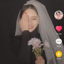 头纱新娘头饰超仙森系白色纱拍照道具婚纱女简约