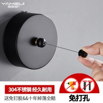 Punch-free 304 stainless steel clothesline clothes rack wire rope bathroom balcony retractable clothesline 5 meters