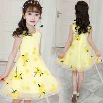 2019 Summer Girl new 6 Korean 7 dress 8 year old summer dress Middle Child flower mesh princess dress
