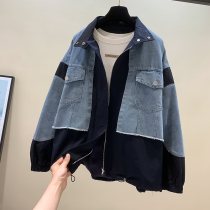 Hong Kong Tide Brand 2021 Autumn New Fashion Loose Women bf Style American Denim Shirt Fake Two Coats