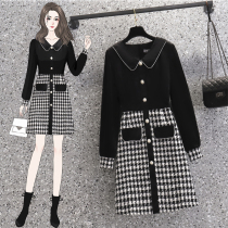 Large size women's 2021 spring fat sister MM fashion foreign style slimming waist small fragrance heavy industry dress