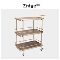 Nordic three-layer wine truck detachable armrest trolley mobile dining car tea truck catering storage car dining car side rack