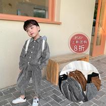 Childrens clothing boys autumn suit 2021 new small children cardigan trousers foreign air two-piece handsome tide
