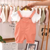 Baby Girl Strap Shorts Summer Girls Strap Shorts Childrens Suspend Pants Cotton Thin Baby Pants
