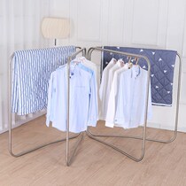 Anti-wind outdoor drying clothes rack Stainless steel large drying rack Floor-to-ceiling folding drying rack room outdoor balcony