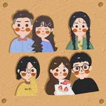 Hand painted head image cute Q version oil painting cartoon cartoon cute couple head image design wedding custom Birthday Photo