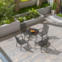 Minima Outdoor Round Table And Chairs Patio Iron Art Plastic Wood Garden Milk Tea Shop Restaurant Balcony Table And Chairs Combination Customizable